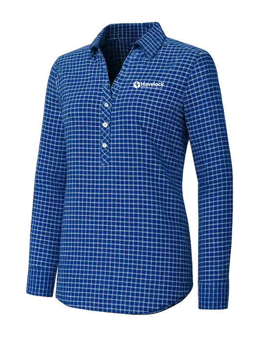 Womens Navy/White City Stretch Shirt w/Havelock Logo