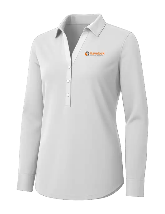 Womens White City Stretch Shirt w/Havelock Logo