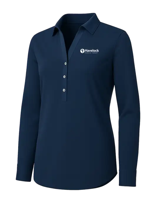 Womens Navy City Stretch Shirt w/Havelock Logo
