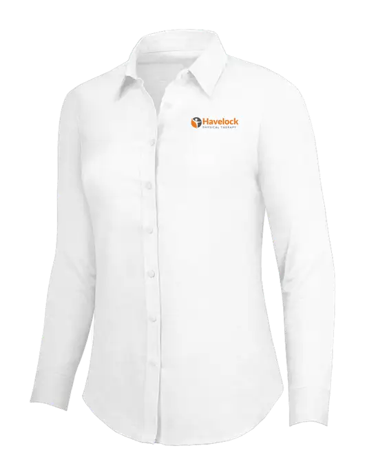 White Womens SuperPro Oxford Shirt w/Havelock Logo