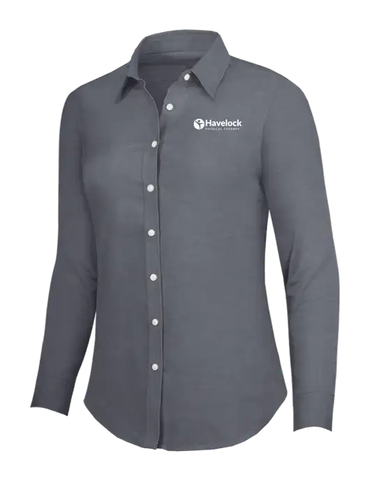 Dark Grey Womens SuperPro Oxford Shirt w/Havelock Logo
