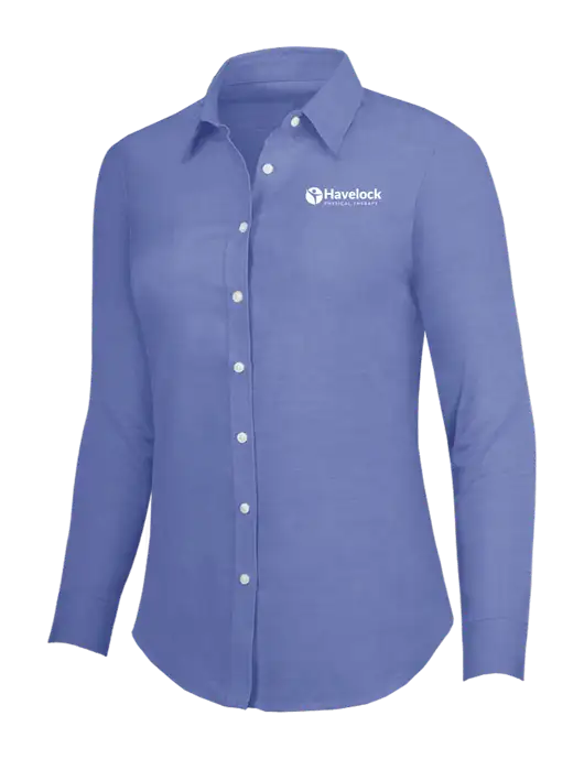 Navy Womens SuperPro Oxford Shirt w/Havelock Logo