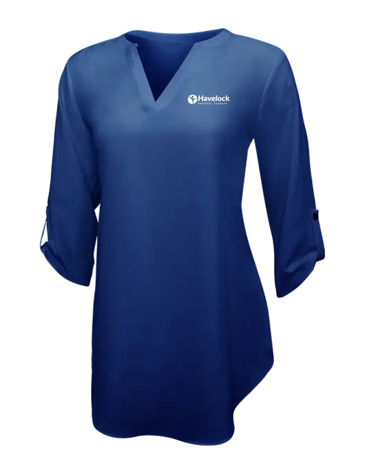 Dark Royal Womens 3/4 Sleeve Tunic Blouse w/Havelock Logo