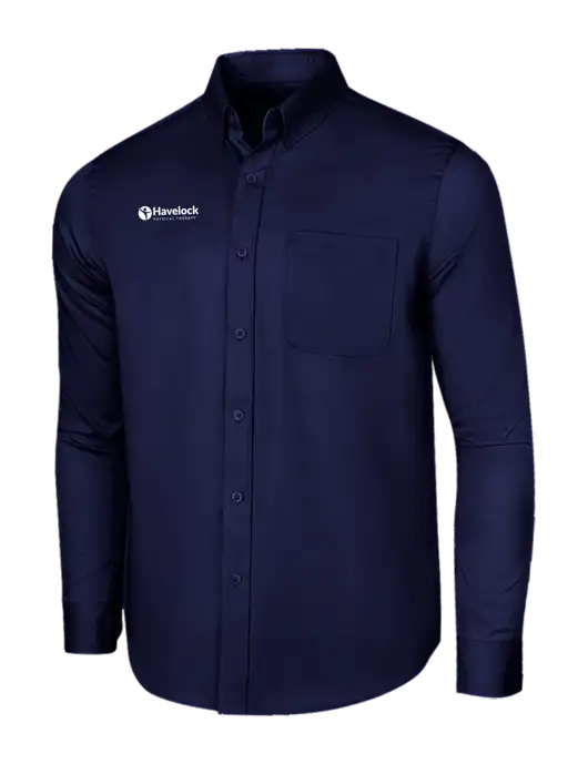 Long Sleeve Navy Superpro React Twill Shirt w/Havelock Logo