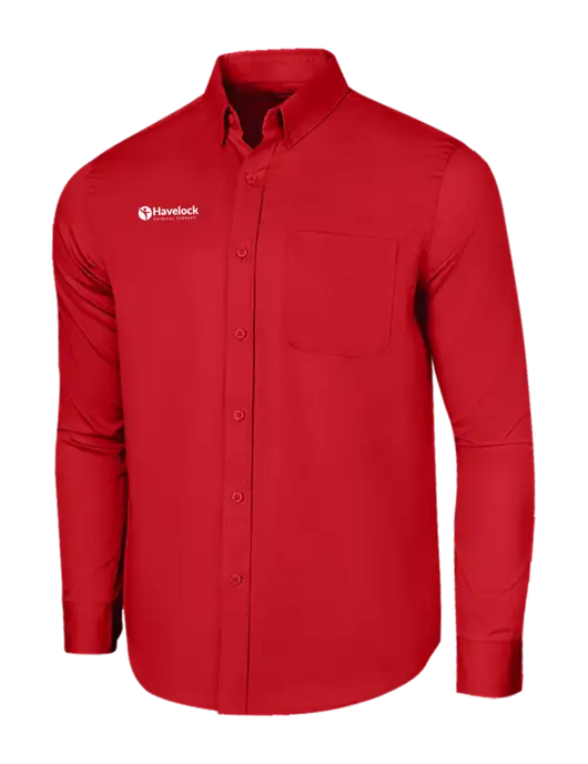 Long Sleeve Red Superpro React Twill Shirt w/Havelock Logo