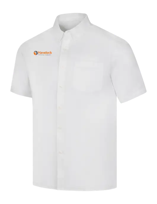 Short Sleeve White Superpro React Twill Shirt w/Havelock Logo