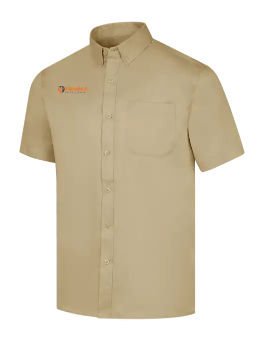 Short Sleeve Dark Tan Superpro React Twill Shirt w/Havelock Logo