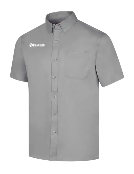 Short Sleeve Light Grey Superpro React Twill Shirt w/Havelock Logo