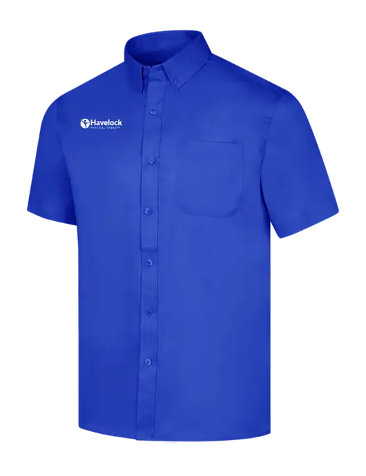 Short Sleeve Dark Royal Superpro React Twill Shirt w/Havelock Logo
