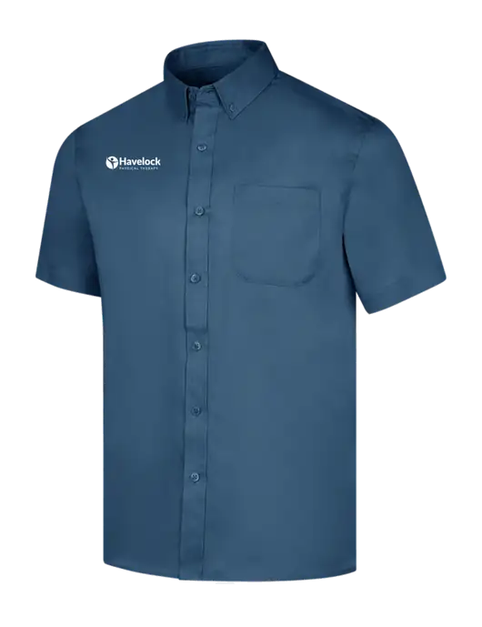 Short Sleeve Light Navy Superpro React Twill Shirt w/Havelock Logo