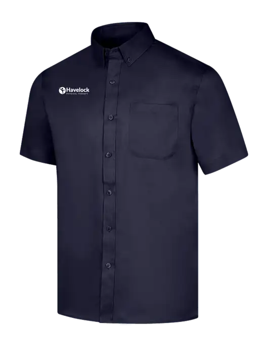 Short Sleeve Navy Superpro React Twill Shirt w/Havelock Logo