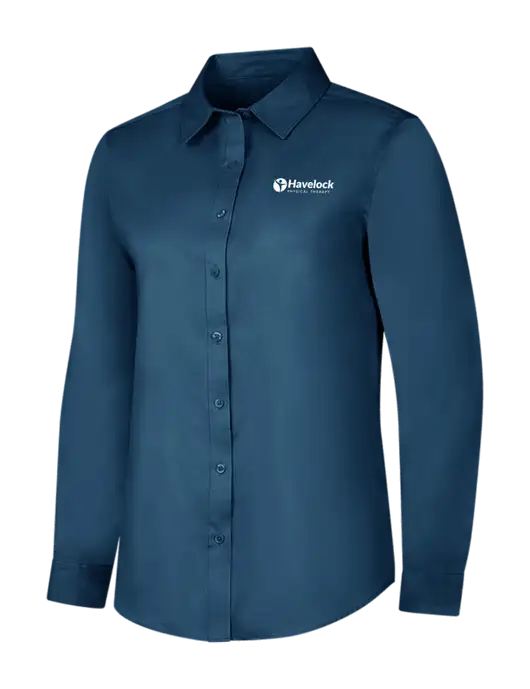 Light Navy Womens Long Sleeve Superpro React Twill Shirt w/Havelock Logo