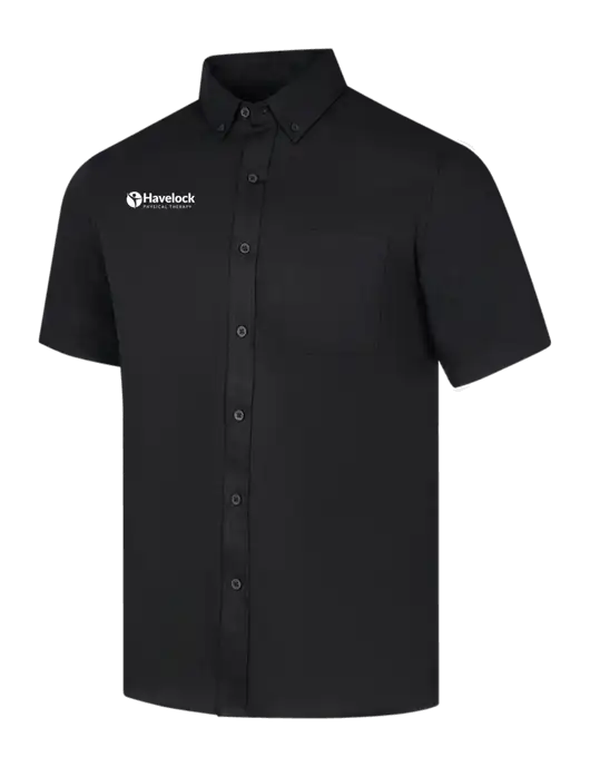 Short Sleeve Deep Black Superpro React Twill Shirt w/Havelock Logo