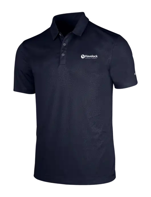 NIKE Dark Navy Dri-Fit Embossed Tri-Blade Polo w/Havelock Logo