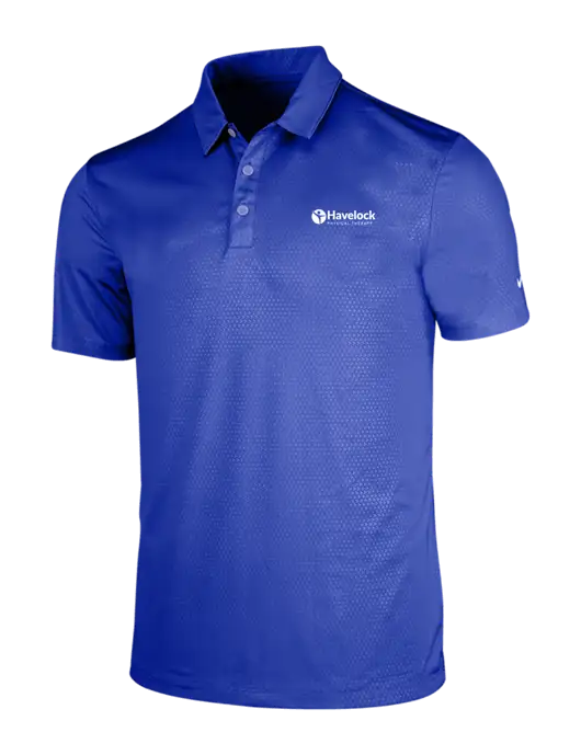 NIKE Dark Royal Dri-Fit Embossed Tri-Blade Polo w/Havelock Logo
