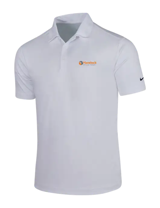 NIKE White Dri-Fit Vertical Mesh Polo w/Havelock Logo