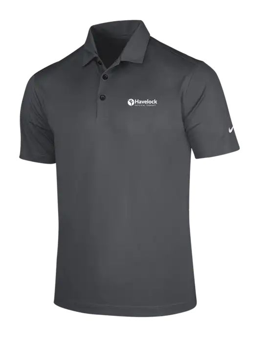 NIKE Dark Grey Dri-Fit Vertical Mesh Polo w/Havelock Logo