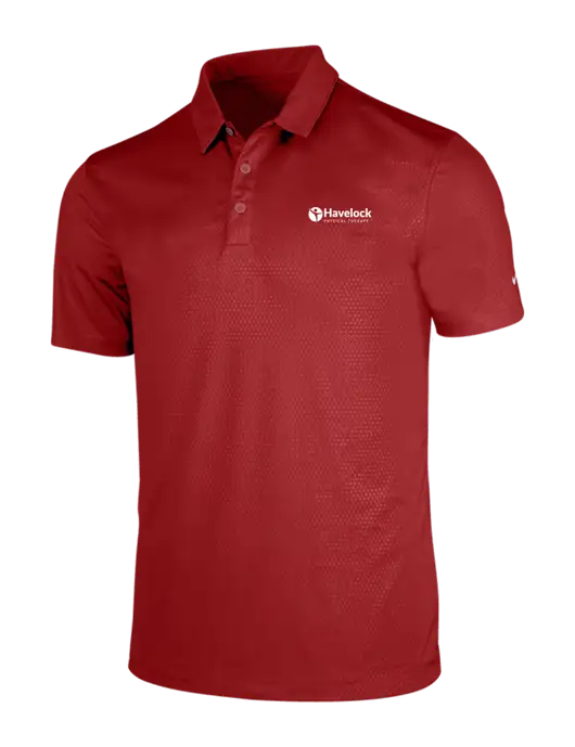 NIKE Red Dri-Fit Embossed Tri-Blade Polo w/Havelock Logo
