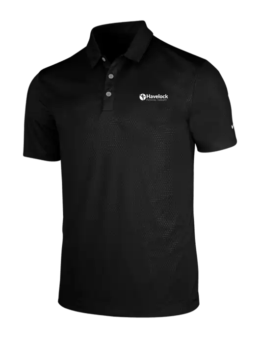 NIKE Black Dri-Fit Embossed Tri-Blade Polo w/Havelock Logo