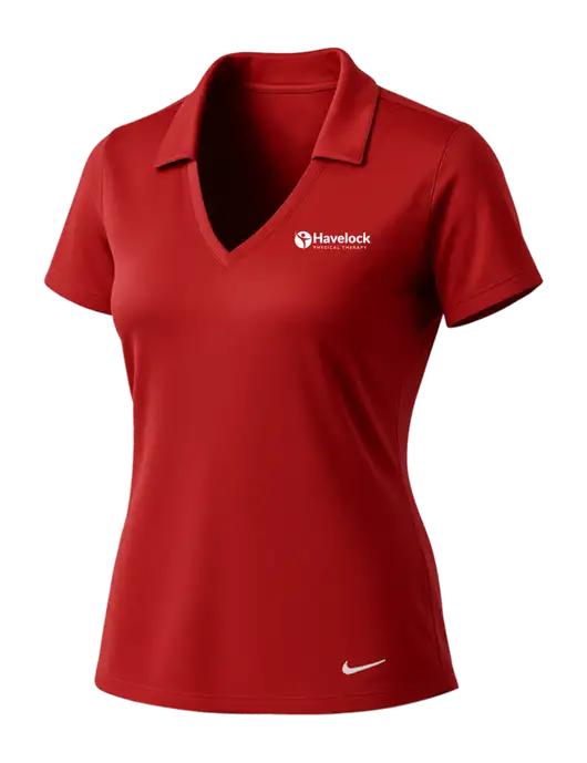 NIKE Red Womens Dri-Fit Vertical Mesh Polo w/Havelock Logo