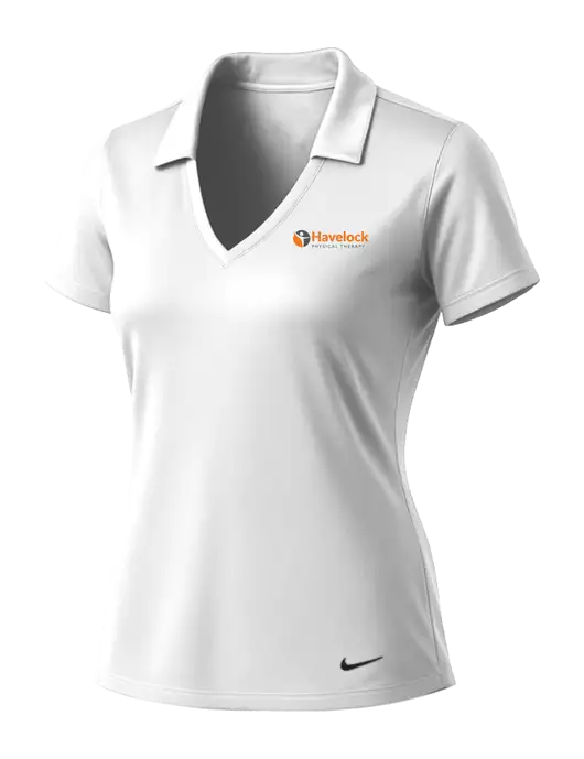 NIKE White Womens Dri-Fit Vertical Mesh Polo w/Havelock Logo