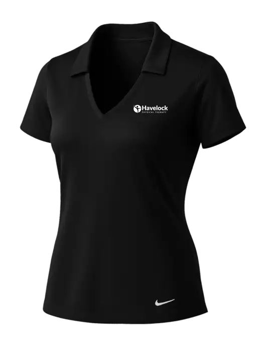 NIKE Black Womens Dri-Fit Vertical Mesh Polo w/Havelock Logo
