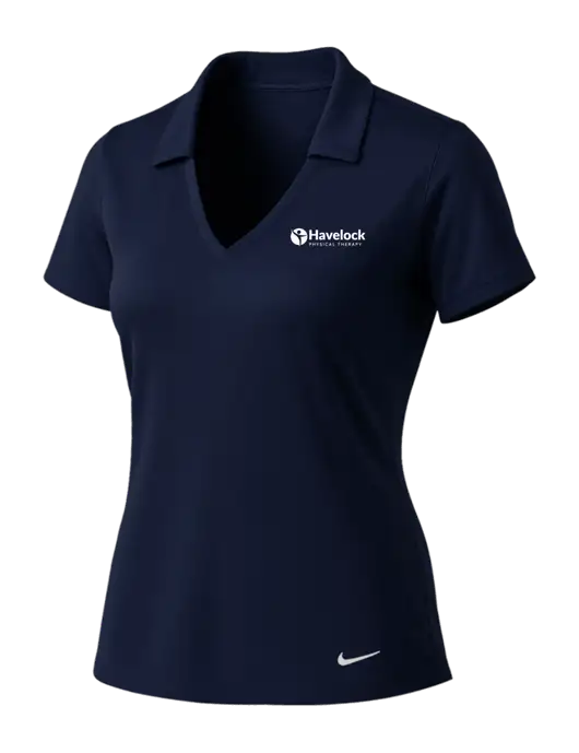 NIKE Dark Navy Womens Dri-Fit Vertical Mesh Polo w/Havelock Logo