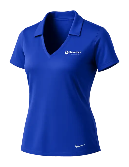 NIKE Dark Royal Womens Dri-Fit Vertical Mesh Polo w/Havelock Logo