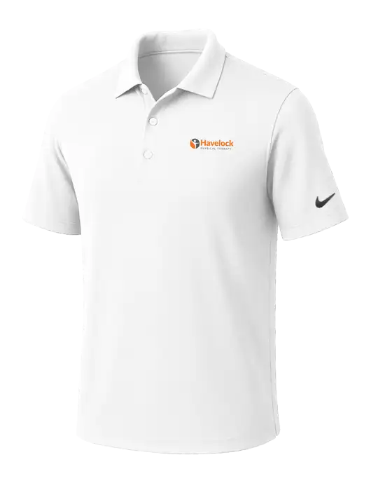 NIKE White Dri-Fit Micro Pique Polo w/Havelock Logo