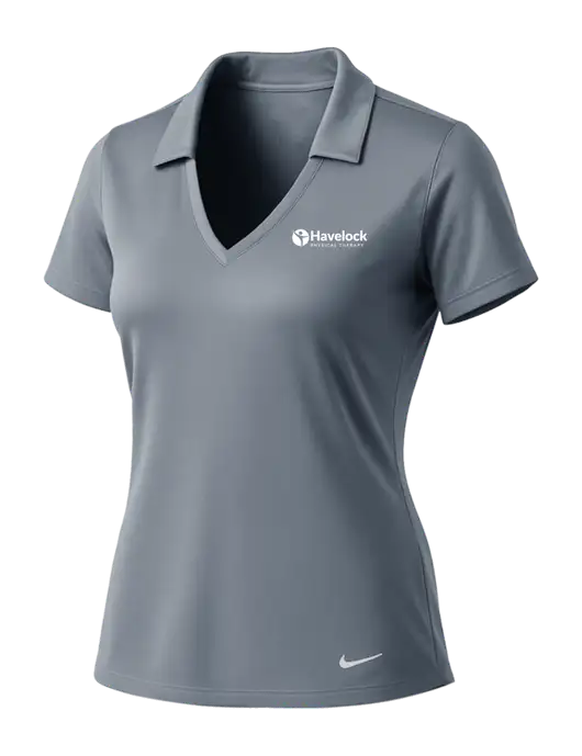 NIKE Medium Grey Womens Dri-Fit Vertical Mesh Polo w/Havelock Logo