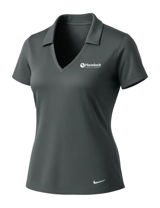NIKE Dark Grey Womens Dri-Fit Vertical Mesh Polo w/Havelock Logo