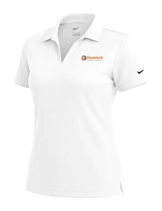 NIKE White Womens Dri-Fit Micro Pique Polo w/Havelock Logo