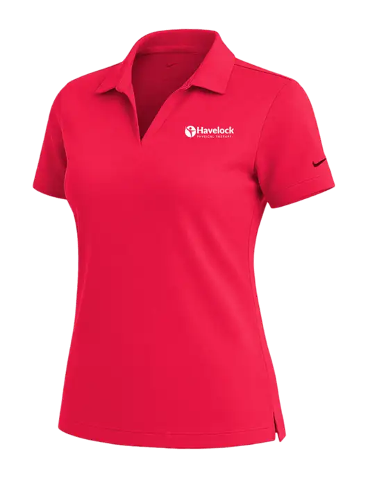 NIKE Red Womens Dri-Fit Micro Pique Polo w/Havelock Logo