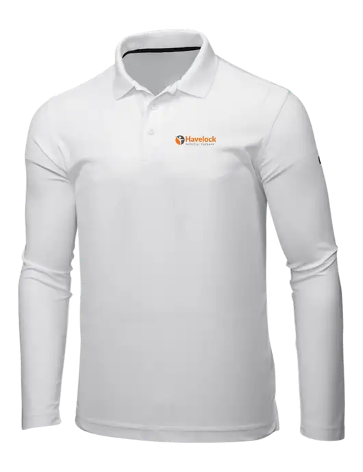 OGIO Bright White Caliber 2.0 Long Sleeve Polo w/Havelock Logo