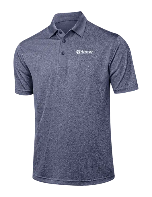 Navy Heather Contender Polo w/Havelock Logo
