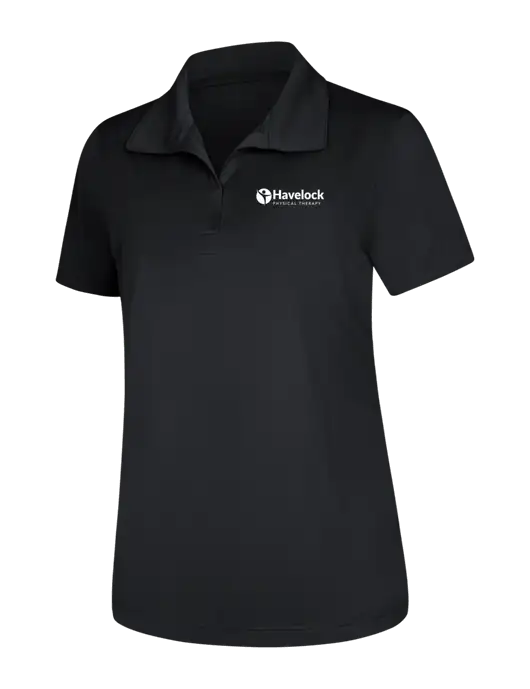 Womens Black Micropique Sport-Wick Polo w/Havelock Logo