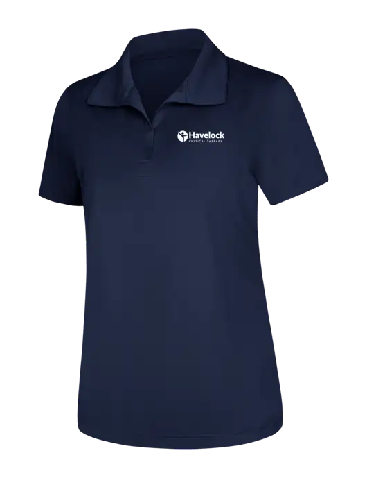 Womens Navy Micropique Sport-Wick Polo w/Havelock Logo