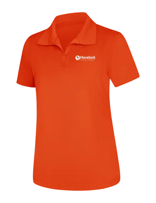 Womens Orange Micropique Sport-Wick Polo w/Havelock Logo