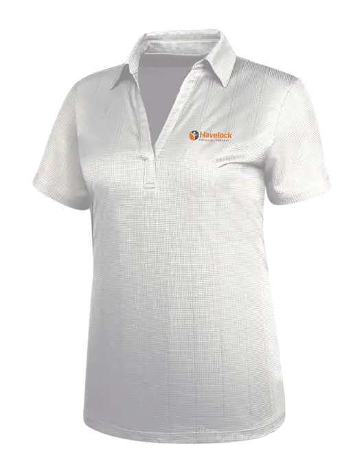 White Womens Performance Fine Jacquard Polo w/Havelock Logo