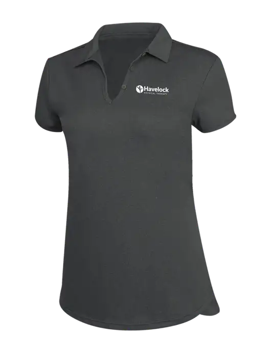 Womens Charcoal Trace Heather Polo w/Havelock Logo