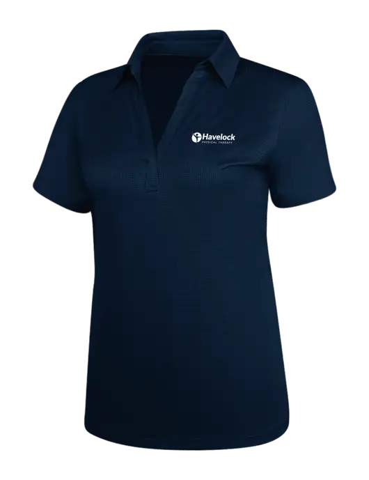 Navy Womens Performance Fine Jacquard Polo w/Havelock Logo