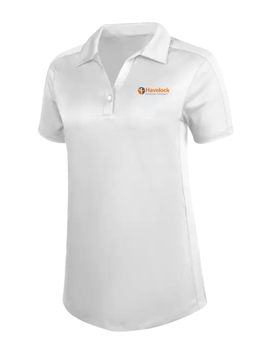 Womens White Diamond Jacquard Polo w/Havelock Logo