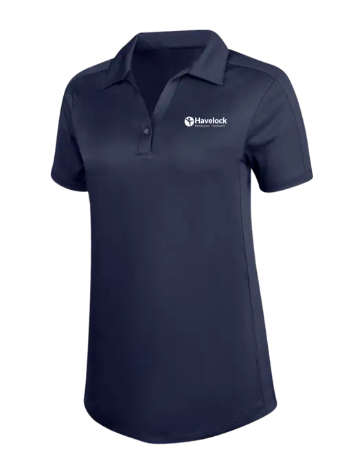 Womens Dark Navy Diamond Jacquard Polo w/Havelock Logo