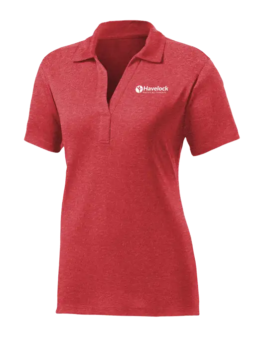 Womens Red Heather Contender Polo w/Havelock Logo