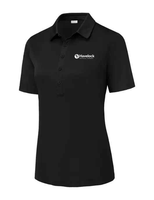 Black Womens Posi-UV Pro Polo w/Havelock Logo