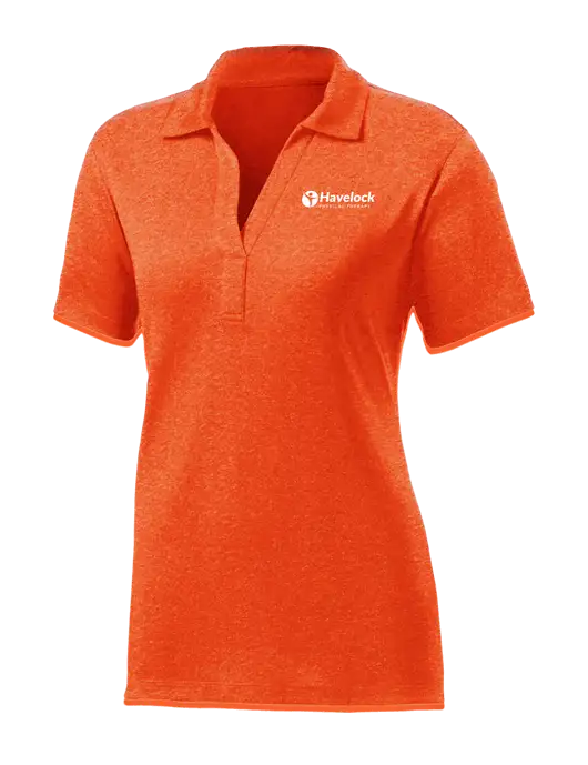 Womens Orange Heather Contender Polo w/Havelock Logo