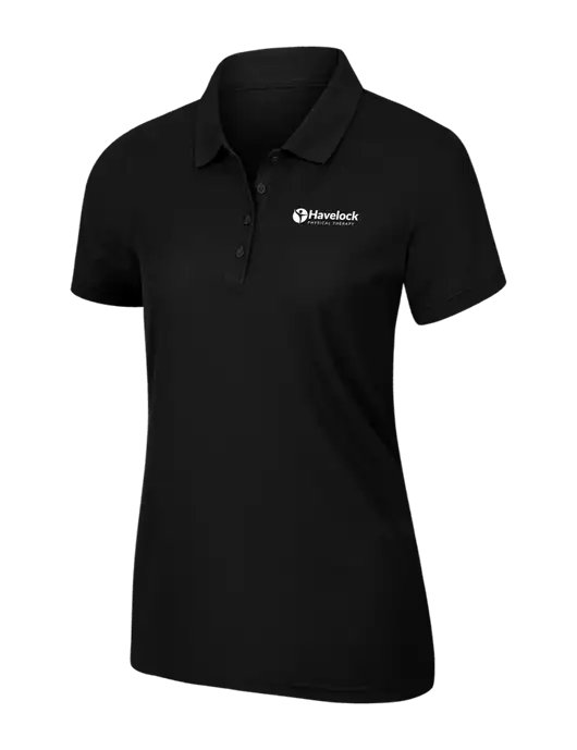 Womens Black Core Classic Pique Polo w/Havelock Logo