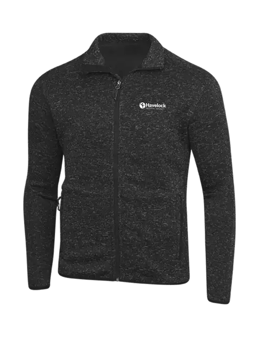 Black Heather Sweater Fleece Jacket w/Havelock Logo