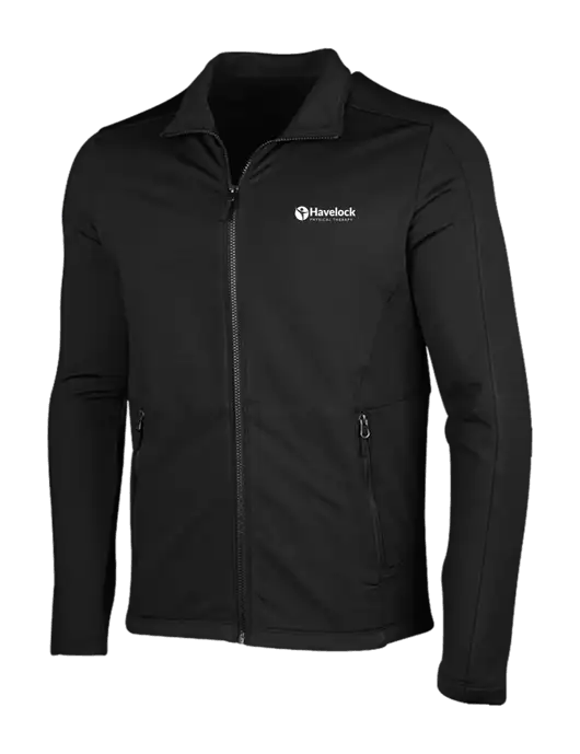 Deep Black Grid Fleece Jacket w/Havelock Logo