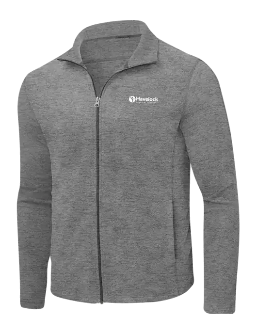 Medium Grey Heather Microfleece Full-Zip Jacket w/Havelock Logo